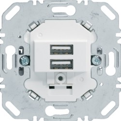 HAGER s1 usb oplaadstopcontact 230v 2-voudig 3 a polar wit 230v