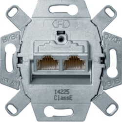 berker dubbele datastopcontact rj45 8/8polig afgeschermd,cat6 /class e serie 1930/glas/r.classic