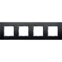 BTICINO living light plaque rectangulaire 4 x 2 modules entraxe 71 mm hor-vert noir