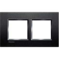 BTICINO living light plaque rectangulaire pour 2 x 2 modules horizontal/vertical entraxe 57mm noir