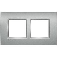 BTICINO living light plaque rectangulaire pour 2 x 2 modules horizontal/vertical entraxe 57mm alu