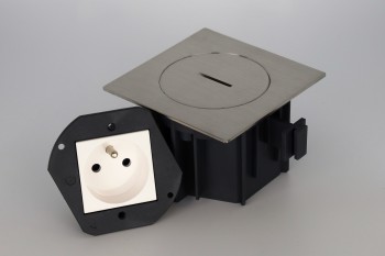 SQUARE arpi vloerstopcontact 2p met aarding 16a ip66 steel brushed