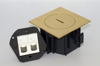 SQUARE arpi vloerstopcontact ip66 2 x rj45 cat6 utp brushed brass