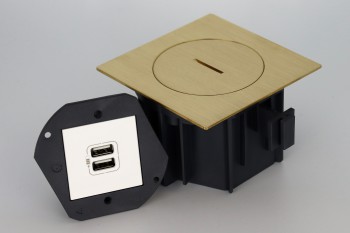 SQUARE arpi vloerstopcontact met 2 laders usb ip66 brushed brass