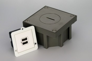 SQUARE arpi vloerstopcontact met 2 laders usb brushed stainless steel