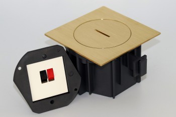 SQUARE arpi vloerstopcontact voor 1 luidspreker ip66 brushed brass