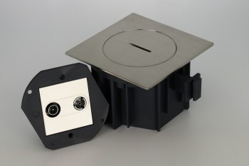 SQUARE arpi vloerstopcontact voor radio en tv ip66 stainless steel brushed