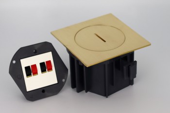 SQUARE arpi vloerstopcontact voor 2 luidsprekers ip66 brushed brass