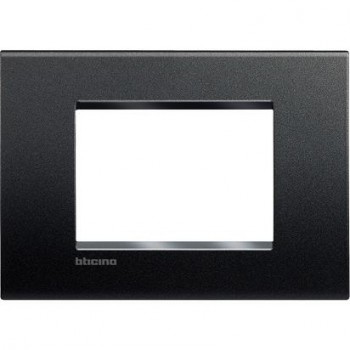 BTICINO living light plaque rectangulaire large pour 3 modules noir