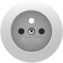 berker plaque centrale pour prise 2p+t serie r.classic polar blanc