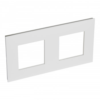 valena plaque de finition blanc-chrome double hor.vert. 71mm