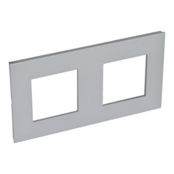 LEGRAND valena plaque de finition alu-chrome double hor.vert. 71mm