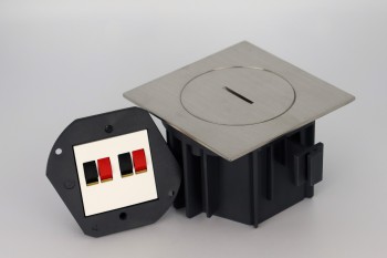 SQUARE arpi vloerstopcontact voor 2 luidsprekers ip66 stainless steel brushed