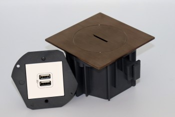 SQUARE arpi vloerstopcontact met 2 laders usb ip66 bronze stainless steel brushed