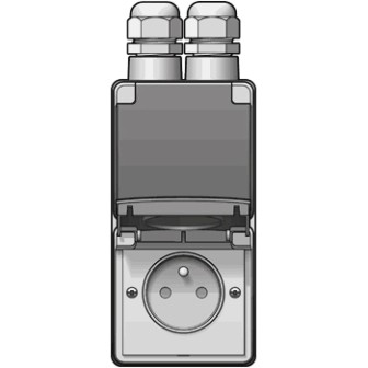 IP 55 niko opbouwdoos - 2 stopcontacten 2p met aarding verticaal