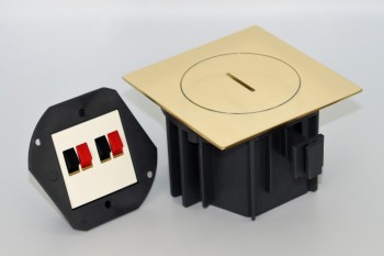 SQUARE arpi vloerstopcontact voor 2 luidsprekers ip66 polished brass