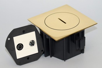 SQUARE arpi vloerstopcontact voor radio en tv ip66 polished brass