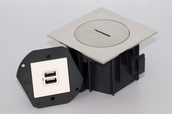 SQUARE arpi vloerstopcontact met 2 laders usb ip66 stainless steel beach