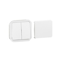 plexo ip55 commande multifonctionnel utiliser comme va-et-vient simple ou double,poussoir inverseur simple ou double ou combinaison inter.deux directions/poussoir inverseur (blanc)