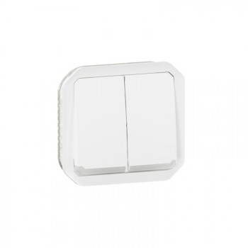 plexo ip55 double interrupteur deux directions ou poussoir inverseur 250v lumineux (blanc)