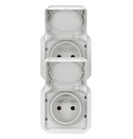 LEGRAND plexo ip55 tweevoudige contactdoos voorbedraad 16a 2polig-aarding steekklemmen verticaal (white)