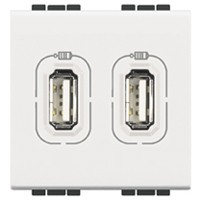 living light chargeur usb 2 x type a 2400ma 5v 2 modules blanc