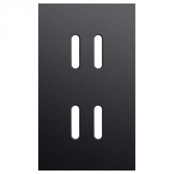 afdekplaat tweevoudig vert. 60mm centerafstand voor tweevoudige schakelfuncties rocker alu black brushed (224)