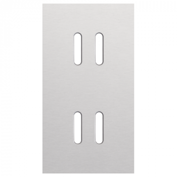 plaque de recouvrement double vert. 71mm d'entraxe pour fonctions inter.double rocker alu grey brushed