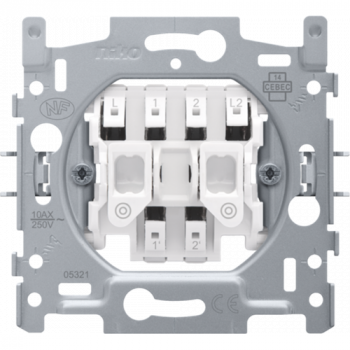 niko drukknop tweevoudig no of ng met 2 toetsen 10a steekklemmen
