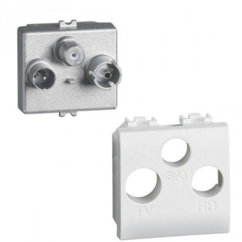 BTICINO living light tv/r/sat contactdoos 2 modules met centrale plaat wit