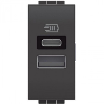 living light usb contactdoos met 1 x type en 1 x type c poort 15w 1 module (ant)