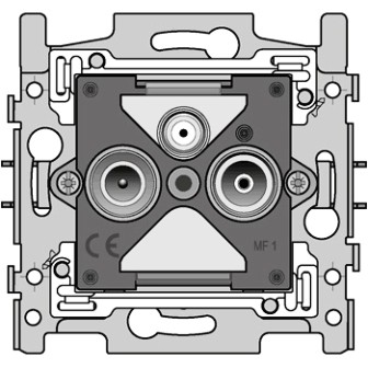 niko 2 enkelvoudige coaxaansluitingen voor tv en fm en een satellietaansluiting